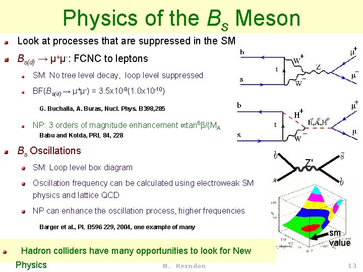 Physics of the Bs Meson Look at processes that are suppressed in the SM