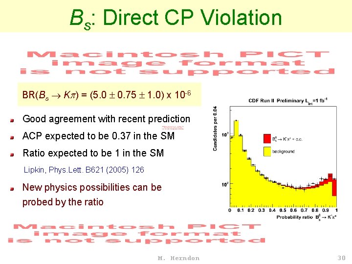 Bs: Direct CP Violation BR(Bs K ) = (5. 0 0. 75 1. 0)