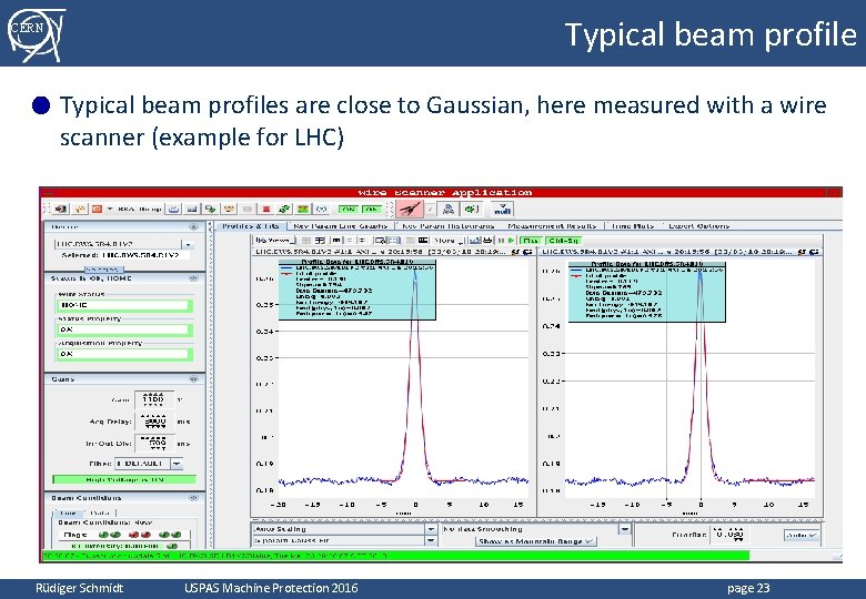 Typical beam profile CERN ● Typical beam profiles are close to Gaussian, here measured