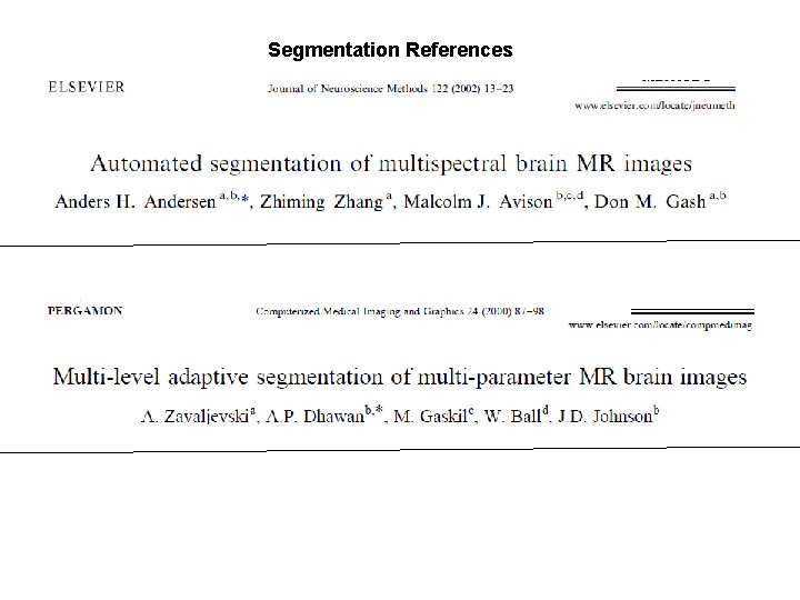 Segmentation References 