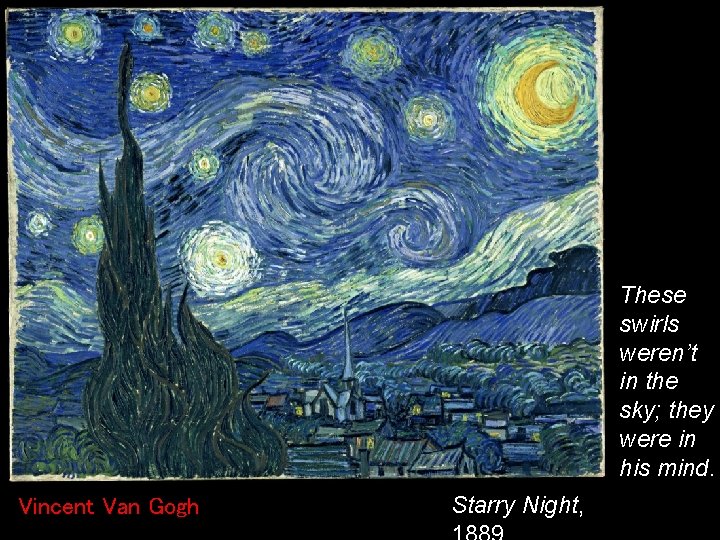 These swirls weren’t in the sky; they were in his mind. Vincent Van Gogh