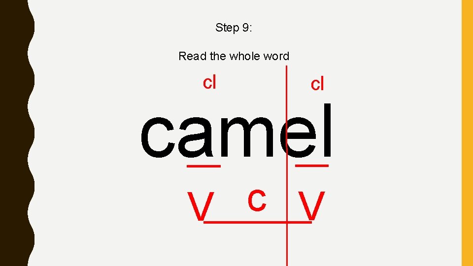 Step 9: Read the whole word cl cl camel c V V 
