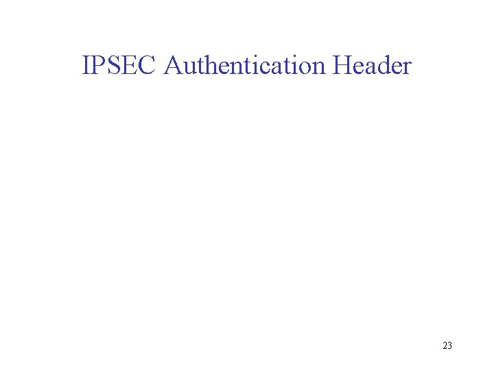 IPSEC Authentication Header 23 