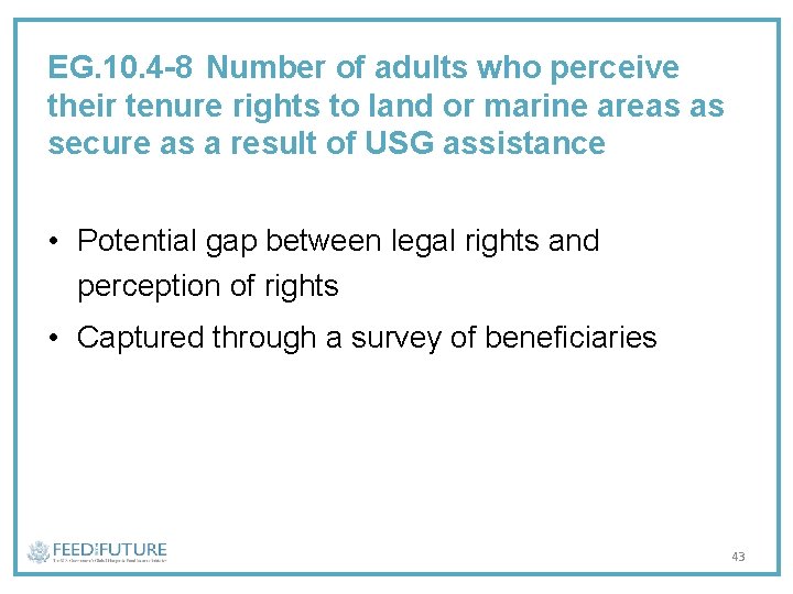 EG. 10. 4 -8 Number of adults who perceive their tenure rights to land