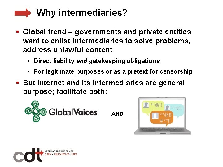 Why intermediaries? § Global trend – governments and private entities want to enlist intermediaries