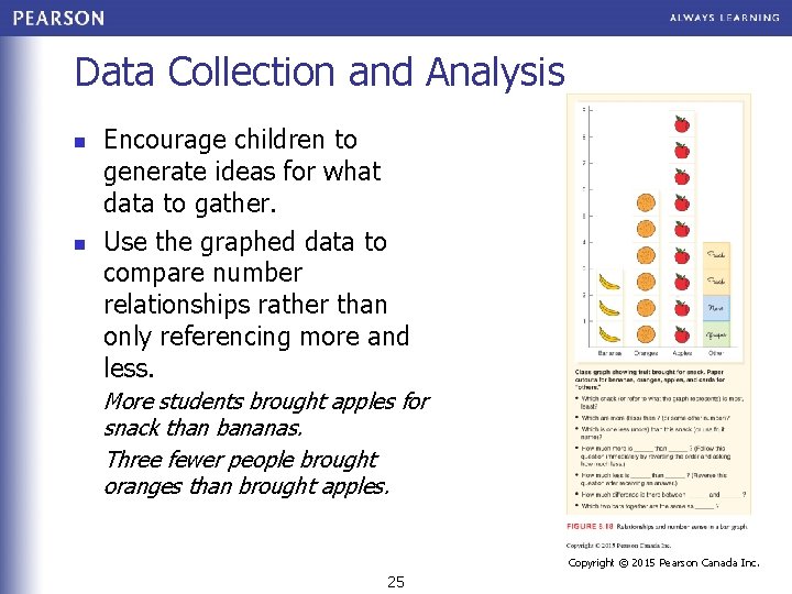 Data Collection and Analysis n n Encourage children to generate ideas for what data