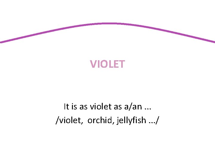 VIOLET It is as violet as a/an. . . /violet, orchid, jellyfish. . .