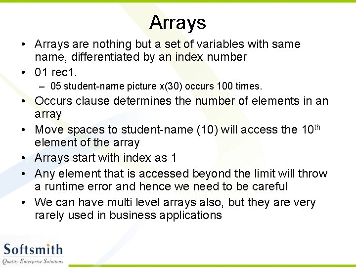 Arrays • Arrays are nothing but a set of variables with same name, differentiated