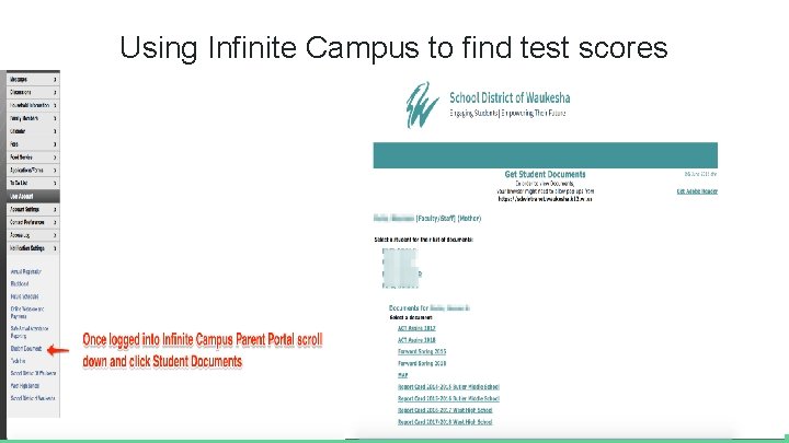 Using Infinite Campus to find test scores 