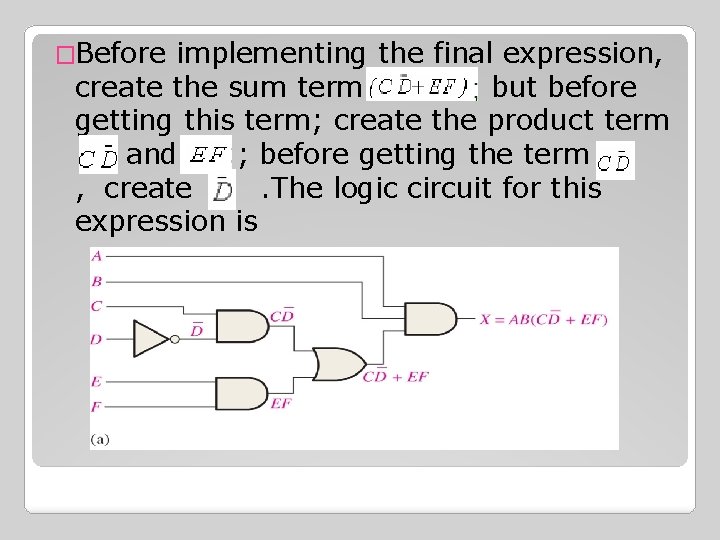 �Before implementing the final expression, create the sum term but before getting this term;