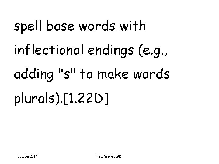 spell base words with inflectional endings (e. g. , adding "s" to make words