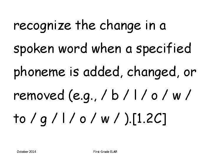 recognize the change in a spoken word when a specified phoneme is added, changed,