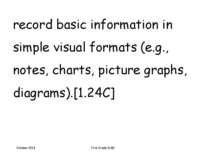 record basic information in simple visual formats (e. g. , notes, charts, picture graphs,