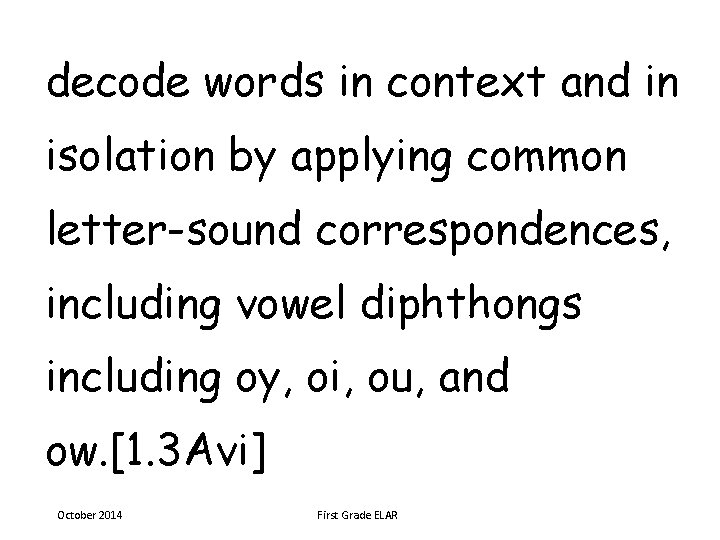 decode words in context and in isolation by applying common letter-sound correspondences, including vowel