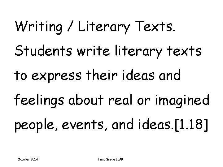 Writing / Literary Texts. Students write literary texts to express their ideas and feelings