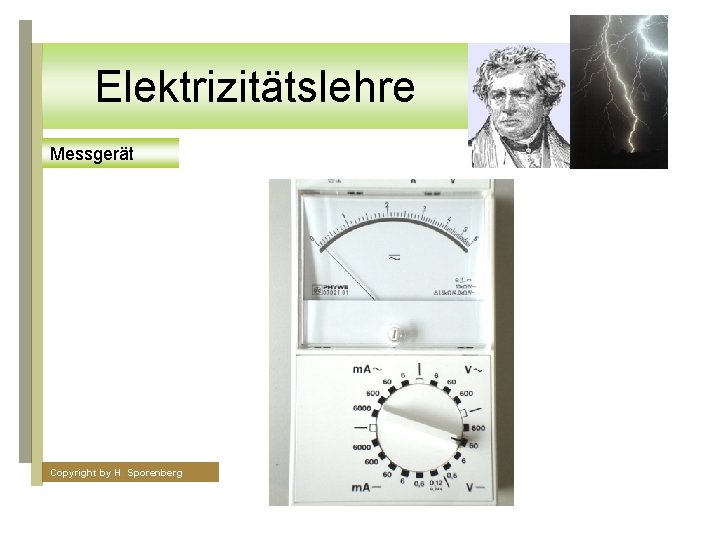 Elektrizitätslehre Messgerät Copyright by H. Sporenberg 