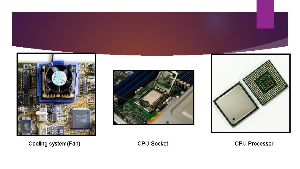 Cooling system(Fan) CPU Socket CPU Processor 