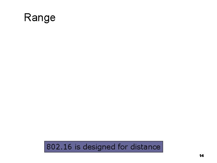 Range 802. 16 is designed for distance 14 