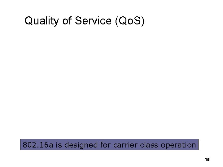 Quality of Service (Qo. S) 802. 16 a is designed for carrier class operation