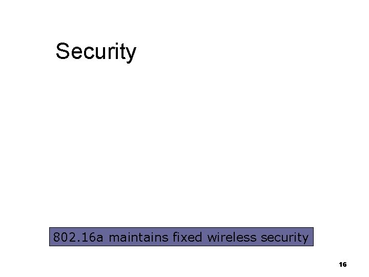 Security 802. 16 a maintains fixed wireless security 16 