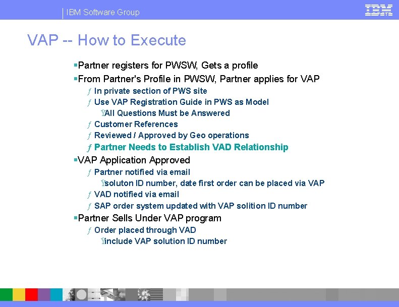 IBM Software Group VAP -- How to Execute §Partner registers for PWSW, Gets a