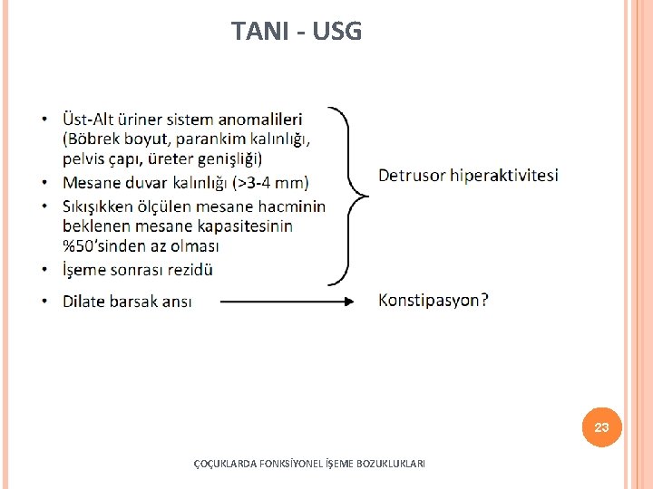 TANI - USG 23 ÇOÇUKLARDA FONKSİYONEL İŞEME BOZUKLUKLARI 