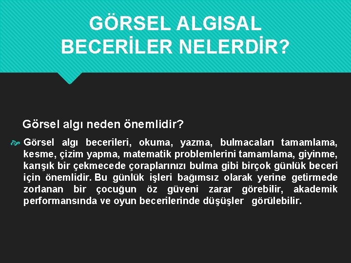 GÖRSEL ALGISAL BECERİLER NELERDİR? Görsel algı neden önemlidir? Görsel algı becerileri, okuma, yazma, bulmacaları