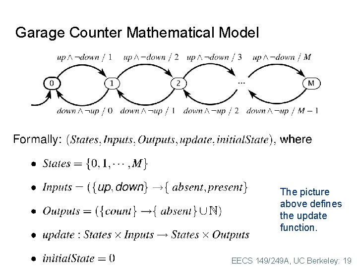 Garage Counter Mathematical Model The picture above defines the update function. EECS 149/249 A,