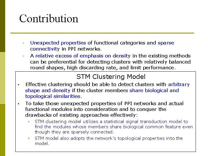 Contribution Unexpected properties of functional categories and sparse connectivity in PPI networks. A relative