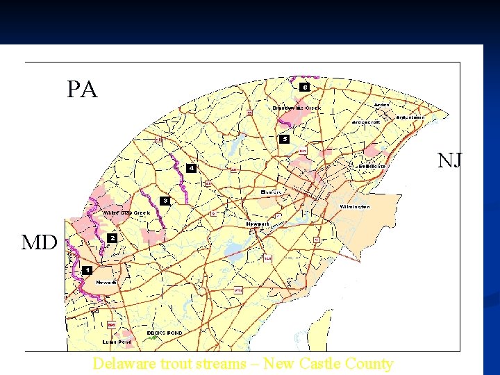 PA NJ NJ MD MD Delaware trout streams – New Castle County 