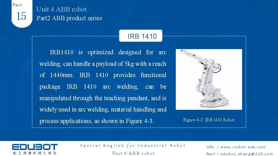 Part 15 Unit 4 ABB robot Part 2 ABB product series IRB 1410 is