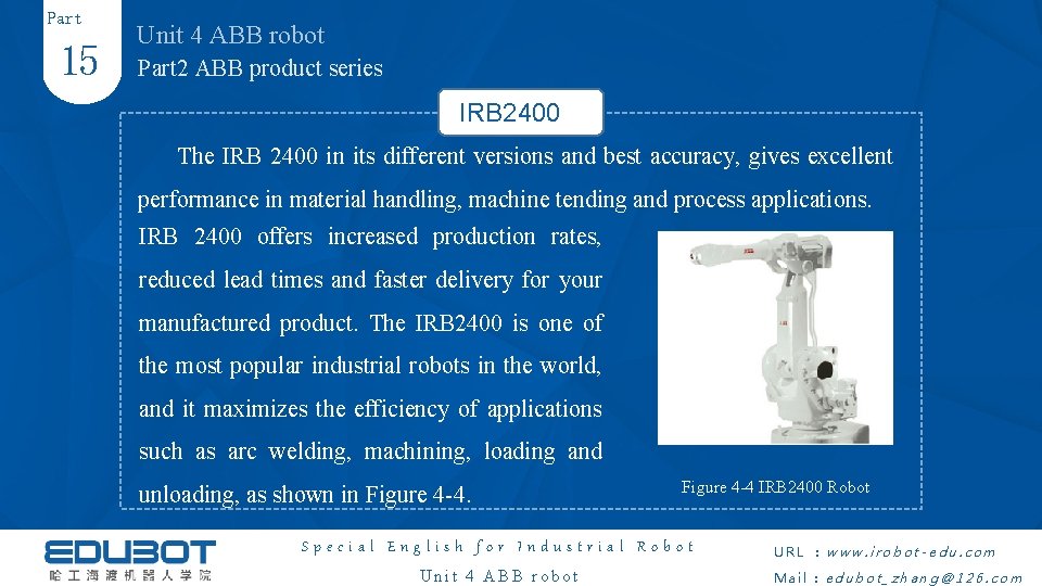 Part 15 Unit 4 ABB robot Part 2 ABB product series IRB 2400 The