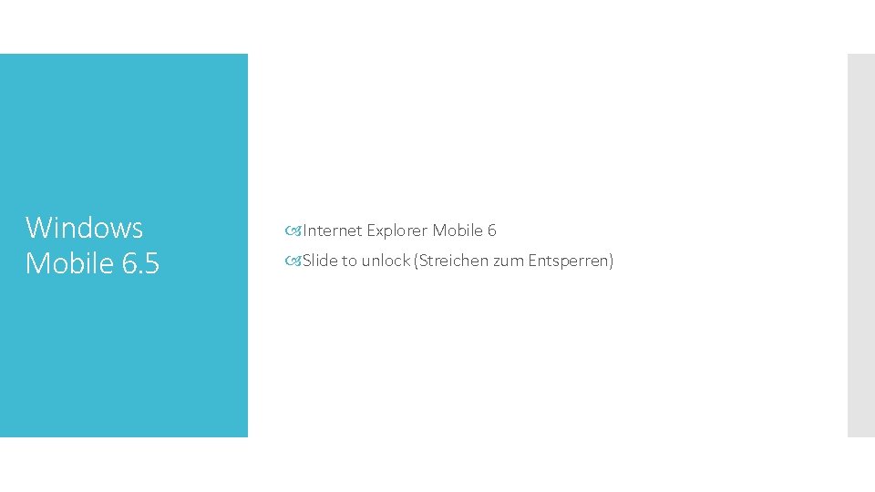 Windows Mobile 6. 5 Internet Explorer Mobile 6 Slide to unlock (Streichen zum Entsperren)