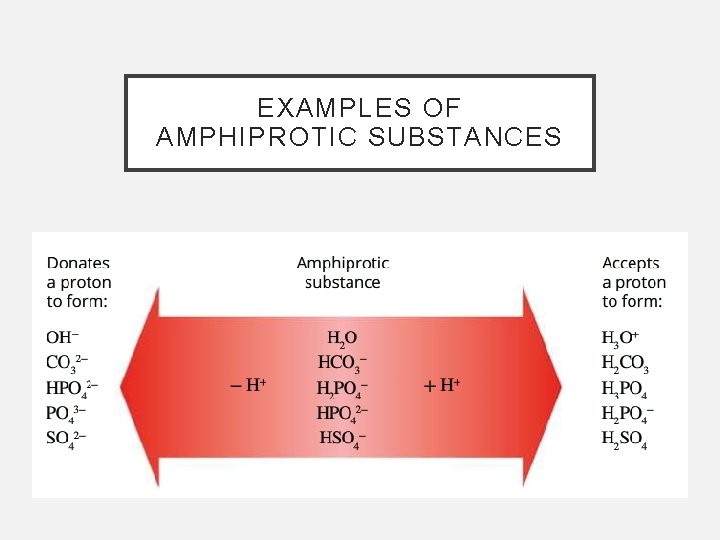 EXAMPLES OF AMPHIPROTIC SUBSTANCES 