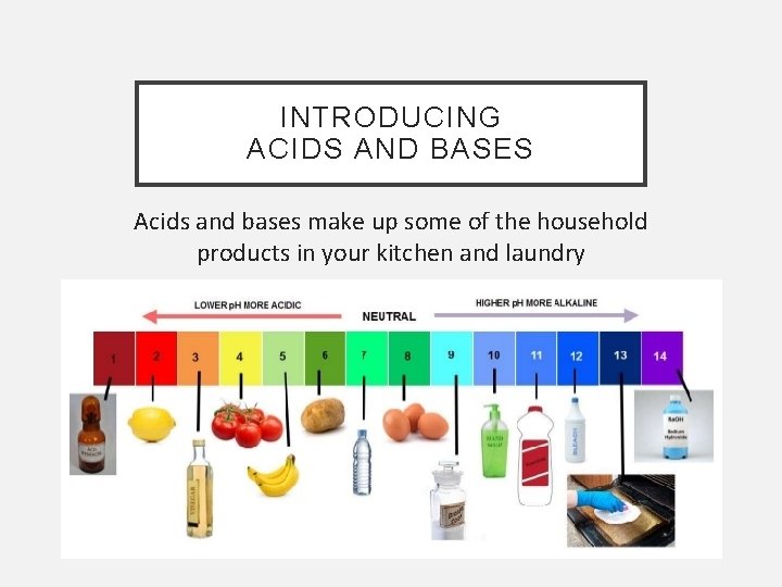 INTRODUCING ACIDS AND BASES Acids and bases make up some of the household products