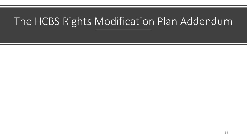 The HCBS Rights Modification Plan Addendum 34 