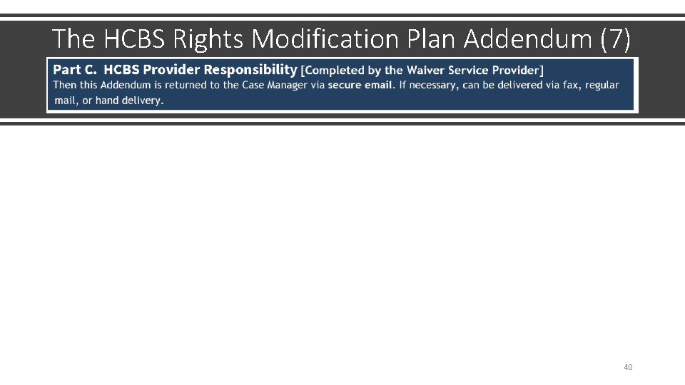 The HCBS Rights Modification Plan Addendum (7) 40 