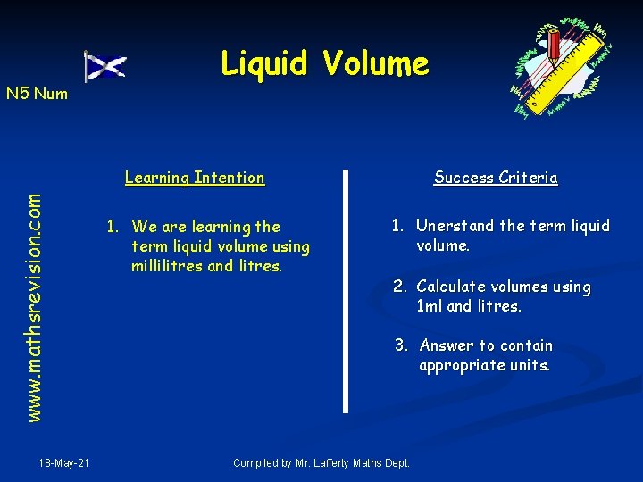 N 5 Num Liquid Volume www. mathsrevision. com Learning Intention 18 -May-21 1. We