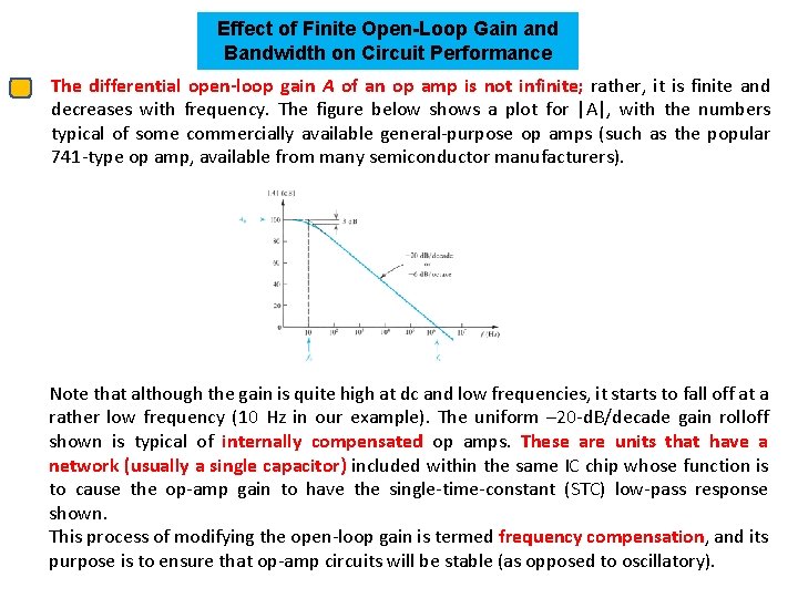 Effect of Finite Open-Loop Gain and Bandwidth on Circuit Performance The differential open-loop gain