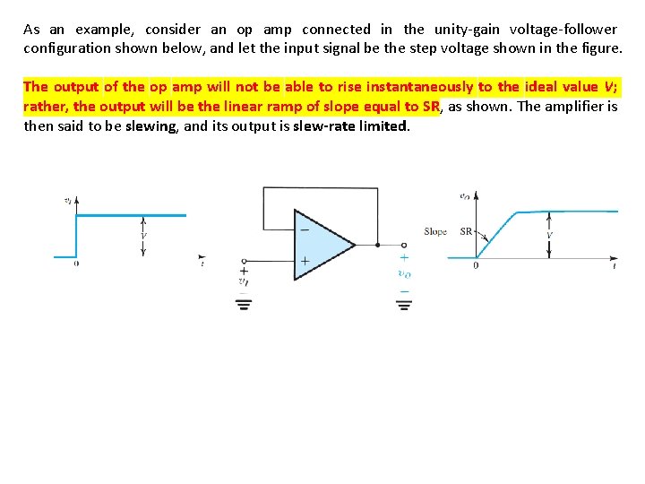 As an example, consider an op amp connected in the unity-gain voltage-follower configuration shown