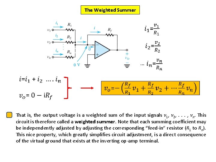The Weighted Summer . . . That is, the output voltage is a weighted