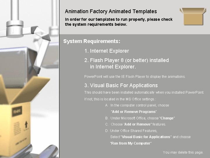 Animation Factory Animated Templates In order for our templates to run properly, please check