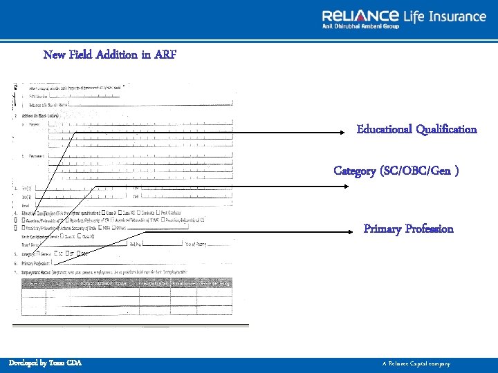 New Field Addition in ARF Educational Qualification Category (SC/OBC/Gen ) Primary Profession Developed by