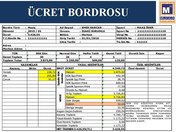 ÜCRET BORDROSU 84 