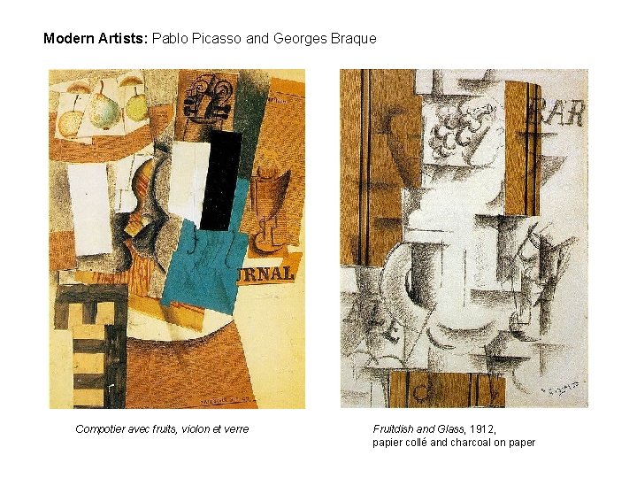 Modern Artists: Pablo Picasso and Georges Braque Compotier avec fruits, violon et verre Fruitdish