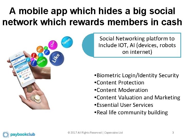 A mobile app which hides a big social network which rewards members in cash