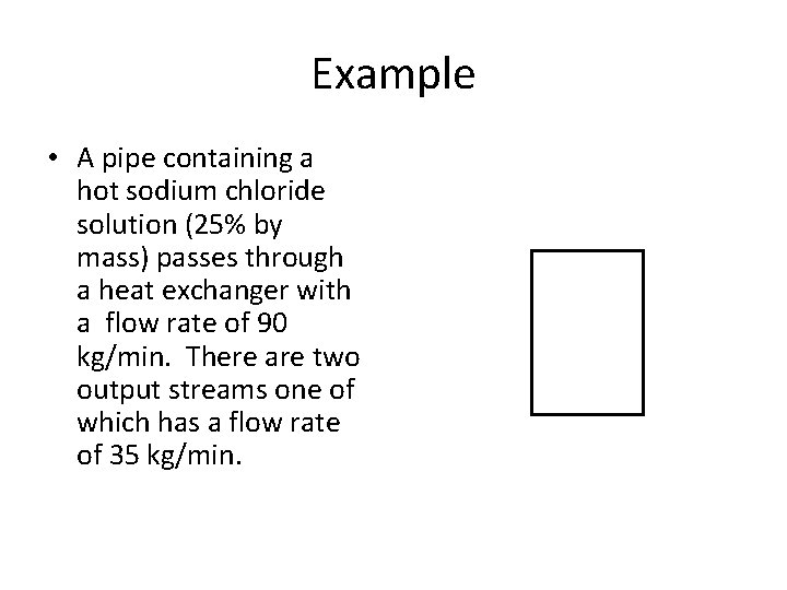 Example • A pipe containing a hot sodium chloride solution (25% by mass) passes