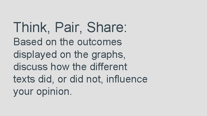 Think, Pair, Share: Based on the outcomes displayed on the graphs, discuss how the