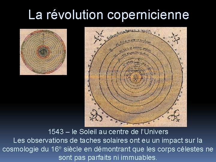 La révolution copernicienne 1543 – le Soleil au centre de l’Univers Les observations de