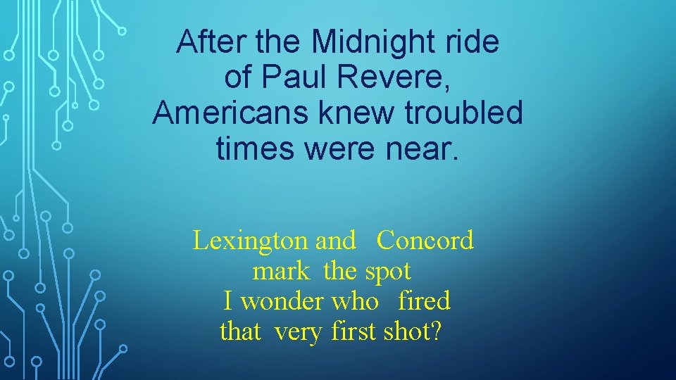 After the Midnight ride of Paul Revere, Americans knew troubled times were near. Lexington